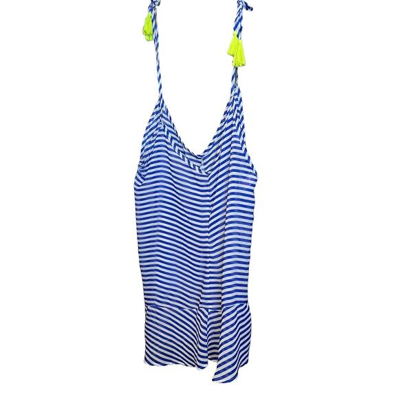 NO BOUNDARIES SWIMWEAR COVER-UP, WOMENS, 1X(17), BLUE & WHITE HORIZONTAL STRIPES - Picture 2 of 10